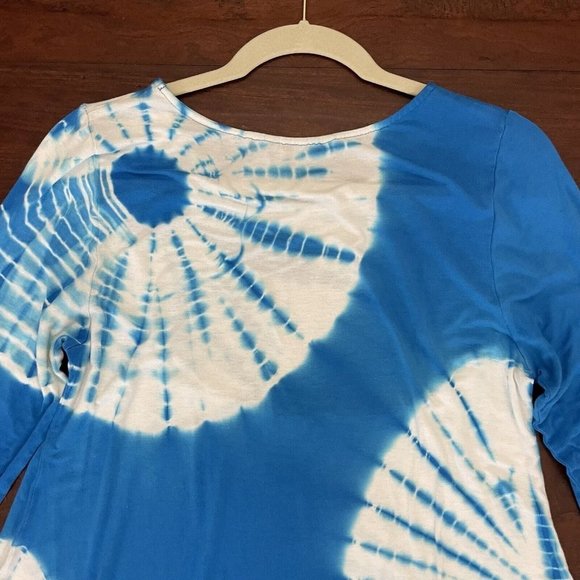 Soft Surroundings Size S Blue Tie Dye Tunic Top Jersey Knit Boho Hippie Stretch‎ - Picture 10 of 13